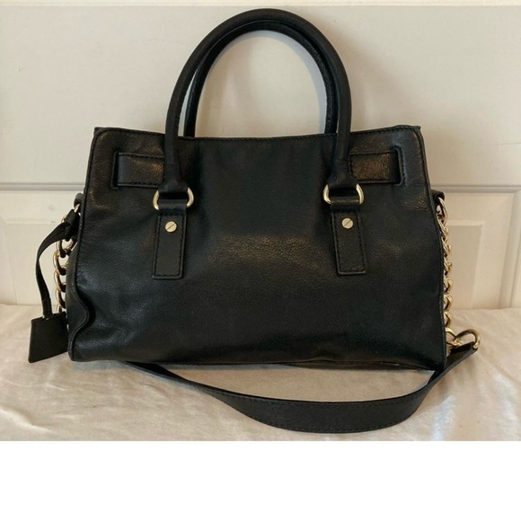 Michael Kors Black Leather Medium Hamilton Satchel Fulton - Picture 3 of 7